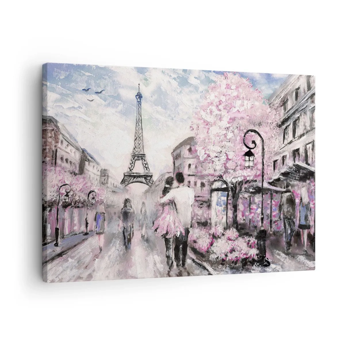Bild auf Leinwand - Leinwandbild - Ein romantischer Spaziergang in Paris am Eiffelturm - 70x50cm - Wie man sich verlieben kann, ist nur in ... - Moderne Wanddekoration für Wohnzimmer und Schlafzimmer ARTTOR