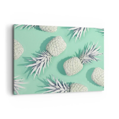 Bild auf Leinwand - Leinwandbild - Weiße Ananas auf pastellfarbenem Hintergrund im minimalistischen Stil - 120x80cm - Das passt gut zu Minze - Moderne Wanddekoration für Wohnzimmer und Schlafzimmer ARTTOR