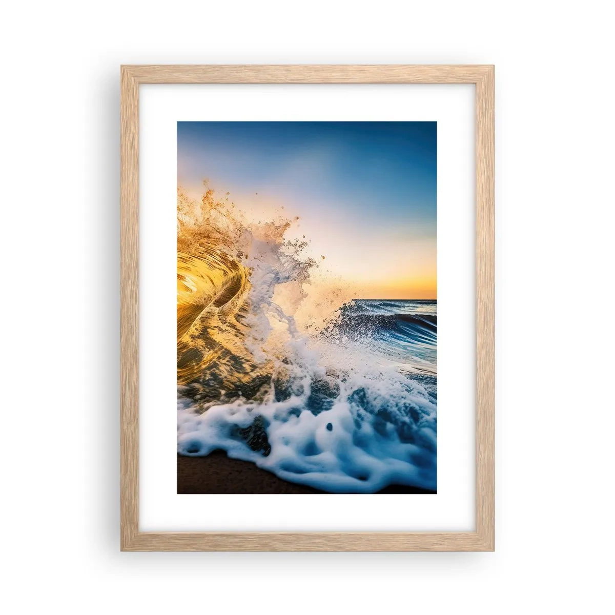 Poster in einem Rahmen aus heller Eiche - Spaß im Sand - 30x40 cm