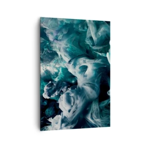 Bild auf Leinwand - Leinwandbild - Dynamische abstrakte Wellen in Blau- und Weißtönen - 70x100cm - Farbbewegung - Moderne Wanddekoration für Wohnzimmer und Schlafzimmer ARTTOR