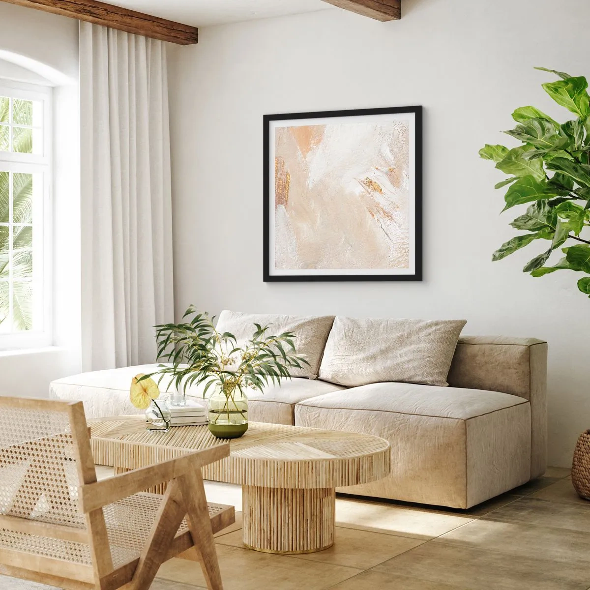 Poster in einem schwarzem Rahmen - Pastellkomposition - 60x60 cm