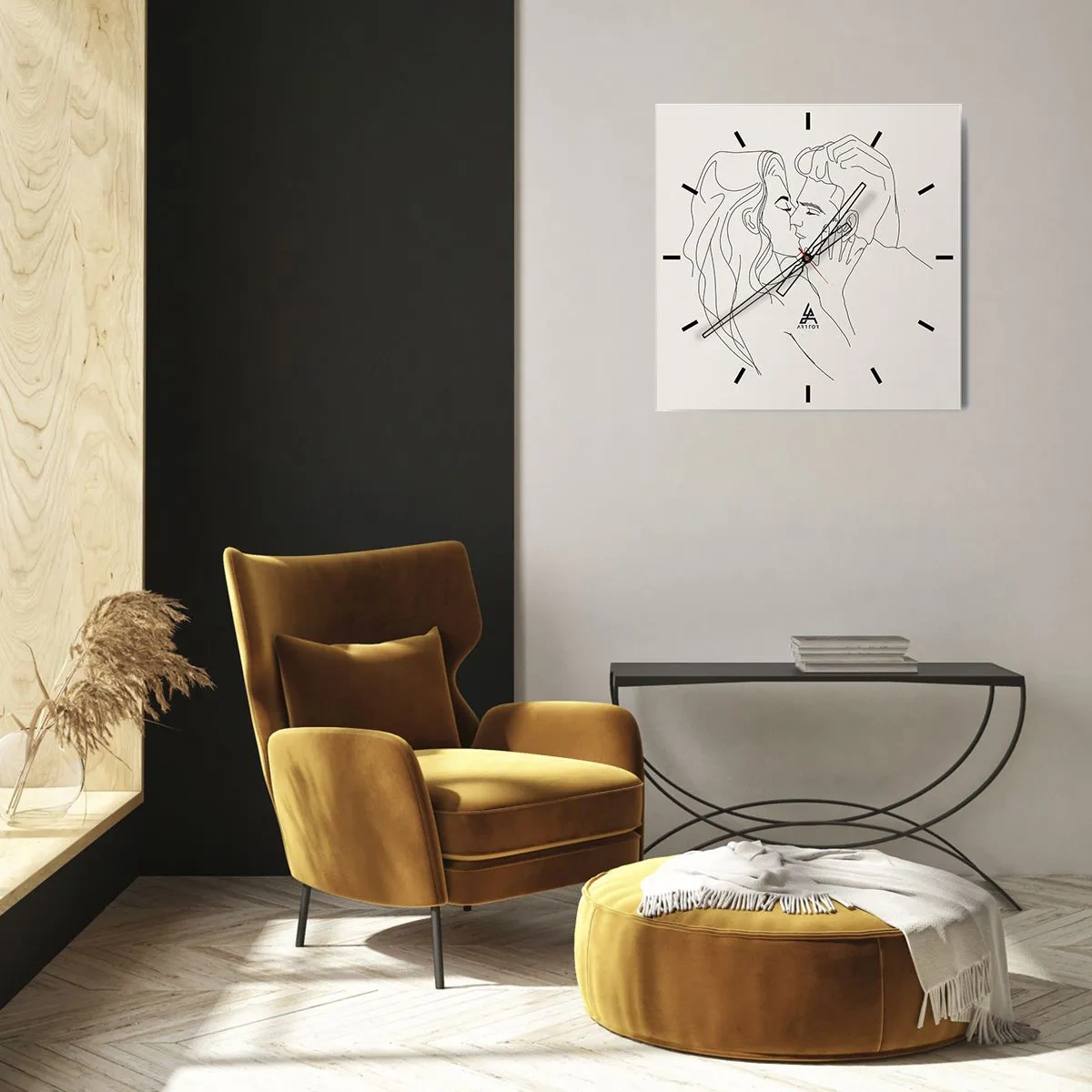 Wanduhr - Glasuhr - Verstrickt im Gefühl - 40x40 cm