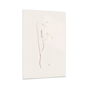Glasbild - Bild auf glas - Eine subtile Strichzeichnung einer Silhouette vor einem hellen Hintergrund - 70x100cm - Die Form des Verlangens - Moderne Wanddekoration für Wohnzimmer und Schlafzimmer ARTTOR