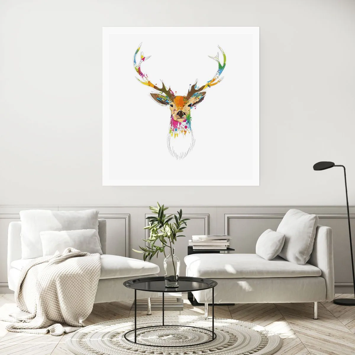 Poster - Ein mildes Reh in Farbe getaucht - 60x60 cm