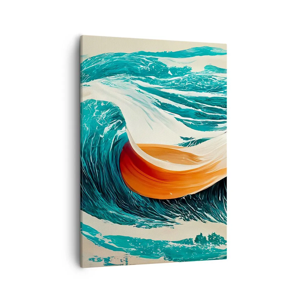 Bild auf Leinwand - Leinwandbild - Dynamische Meereswellen mit abstraktem Band - 50x70cm - Traum eines Surfers - Moderne Wanddekoration für Wohnzimmer und Schlafzimmer ARTTOR