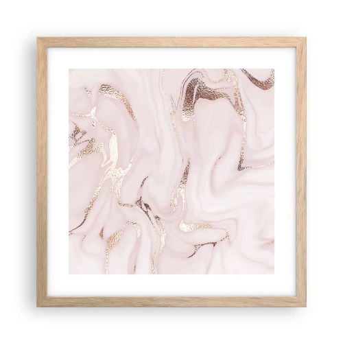 Poster in einem Rahmen aus heller Eiche - In einem rosa Schal - 40x40 cm