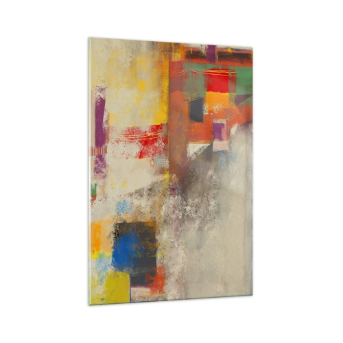 Glasbild - Bild auf glas - Bunte Abstraktion mit geometrischen Formen - 70x100cm - Geometrie der Farben - Moderne Wanddekoration für Wohnzimmer und Schlafzimmer ARTTOR