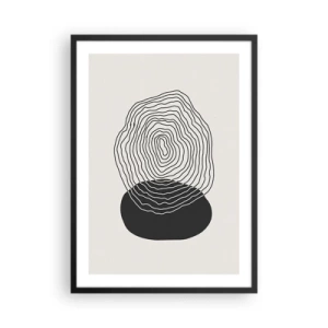 Poster in einem schwarzem Rahmen - Schwarze Linien bilden eine abstrakte Form auf hellem Hintergrund - 50x70cm - Dauer und Schwingung - Moderne Wanddekoration für Wohnzimmer und Schlafzimmer ARTTOR