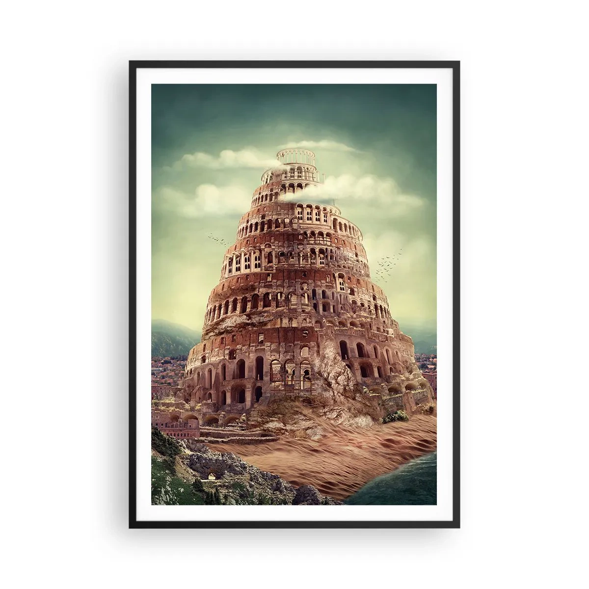 Poster in einem schwarzem Rahmen - Turm von Babylon - 70x100 cm