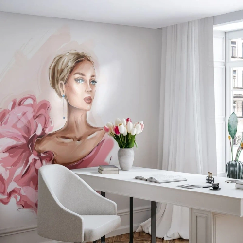 Fototapete Premium Sand - Wie gemalt ... - Frau, Mode, Grafik - 500x350 cm