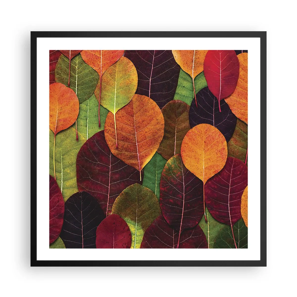 Poster in einem schwarzem Rahmen - Herbstmosaik - 60x60 cm