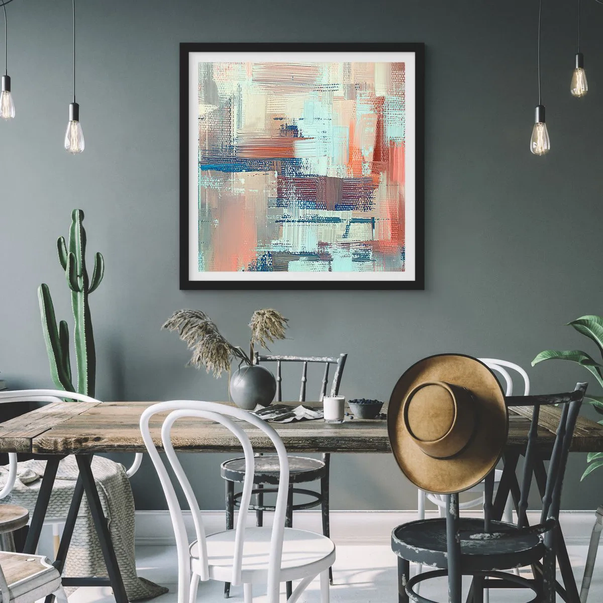 Poster in einem schwarzem Rahmen - Zum Licht kommen - 60x60 cm