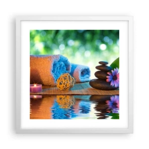 Poster in einem weißen Rahmen - Zeit für den Körper - 40x40 cm