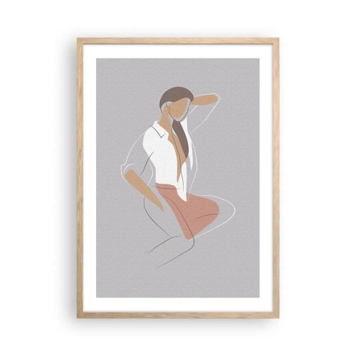 Poster in einem Rahmen aus heller Eiche - Umriss der Anmut - 50x70 cm