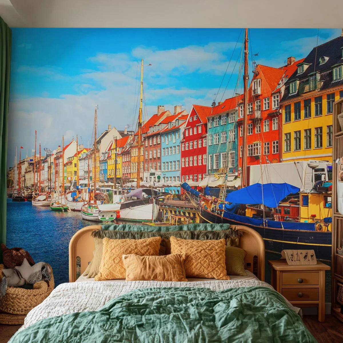 Fototapete Premium Sand - Fröhlicher Kai - Kopenhagen, Alte Stadt, Die Architektur - 100x70 cm