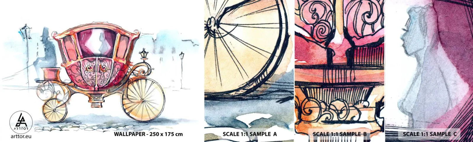 Fototapetenmuster Standard Eco - Zur Hochzeit oder zum Abschlussball? - Für Kinder, Wagen, Reise - 100x30 cm