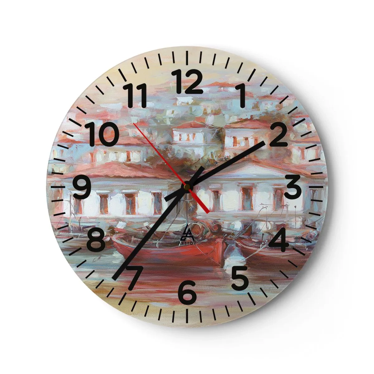 Wanduhr - Glasuhr - Glückliche Stadt - 30x30 cm