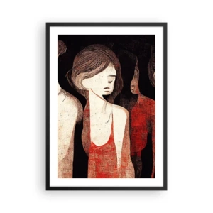 Poster in einem schwarzem Rahmen - Abstrakte Darstellung einer Figur in Rot und Schwarz - 50x70cm - Madonnen der Dunkelheit - Moderne Wanddekoration für Wohnzimmer und Schlafzimmer ARTTOR