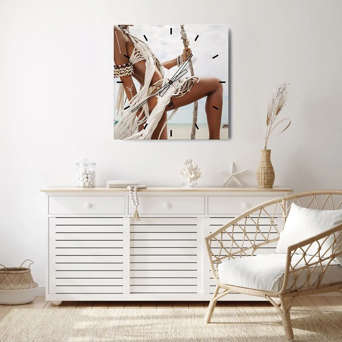 Wanduhr - Glasuhr - Eine Priesterin der Sonne - 40x40 cm