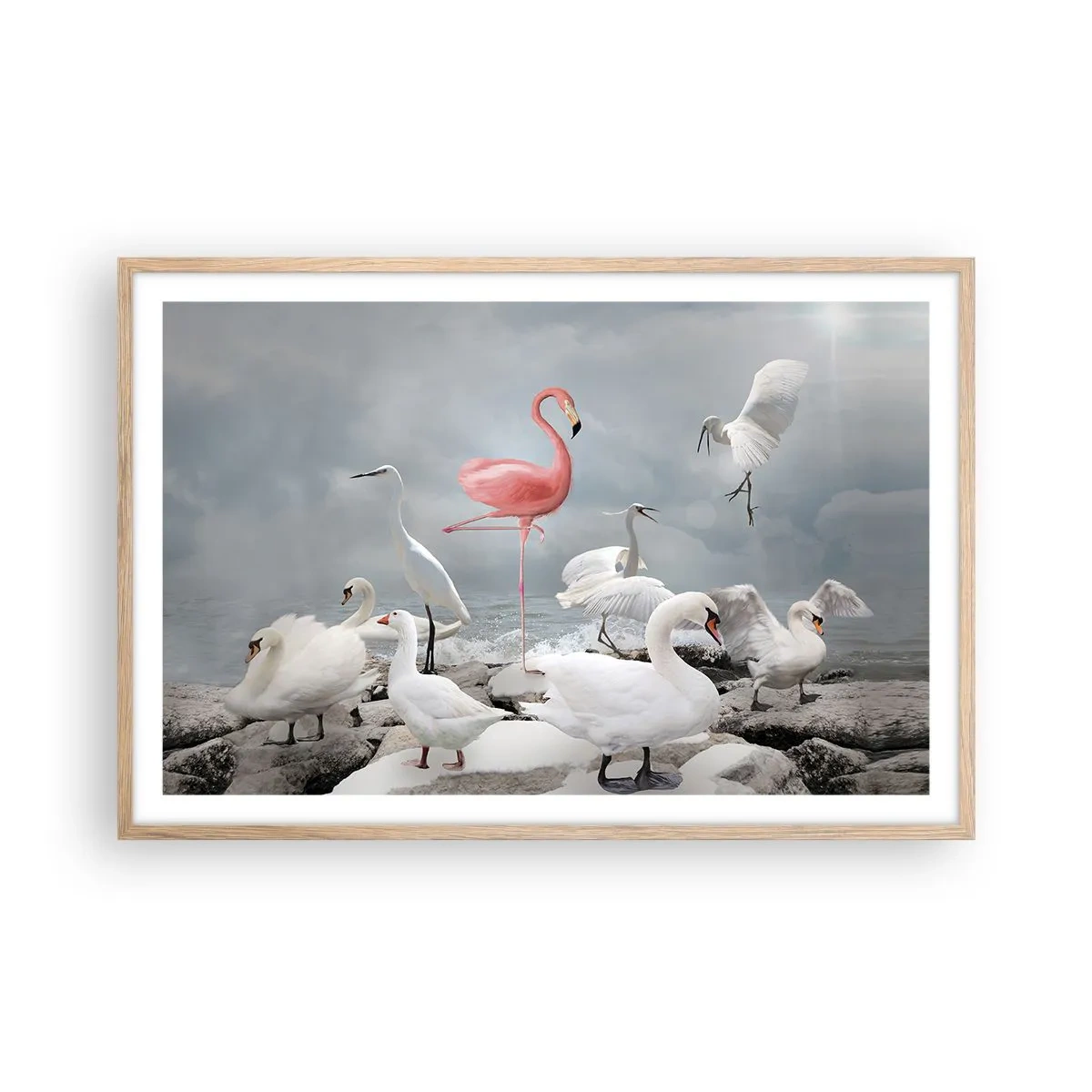 Poster in einem Rahmen aus heller Eiche - Wie kam ich hier hin? - 91x61 cm