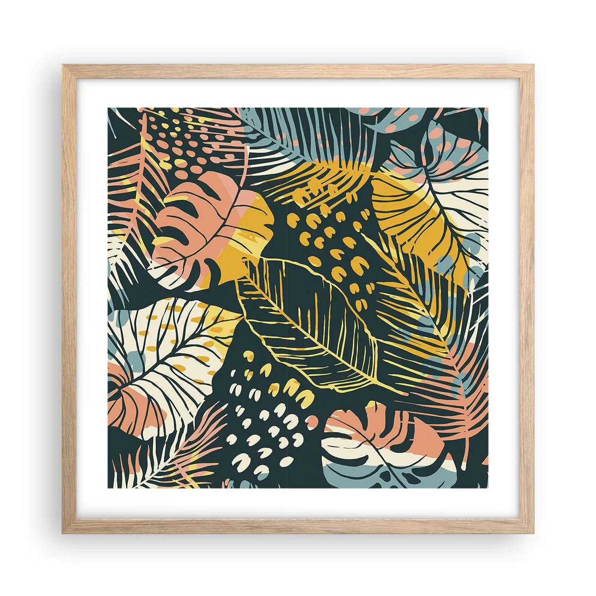 Poster in einem Rahmen aus heller Eiche - Grüne Fantasie - 50x50 cm
