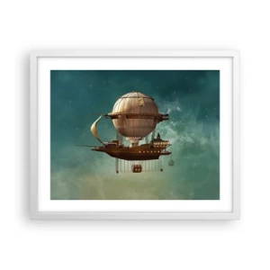 Poster in einem weißen Rahmen - Jules Verne sagt Hallo - 50x40 cm