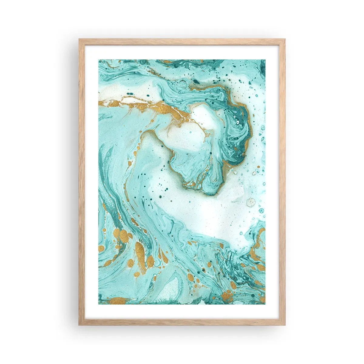 Poster in einem Rahmen aus heller Eiche - Unter der großen Welle der Edo-Ära - 50x70 cm