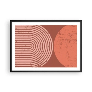 Poster in einem schwarzem Rahmen - Geometrische Muster in Terrakotta-Tönen auf Vintage-Hintergrund - 70x50cm - Enge Beziehung - Moderne Wanddekoration für Wohnzimmer und Schlafzimmer ARTTOR