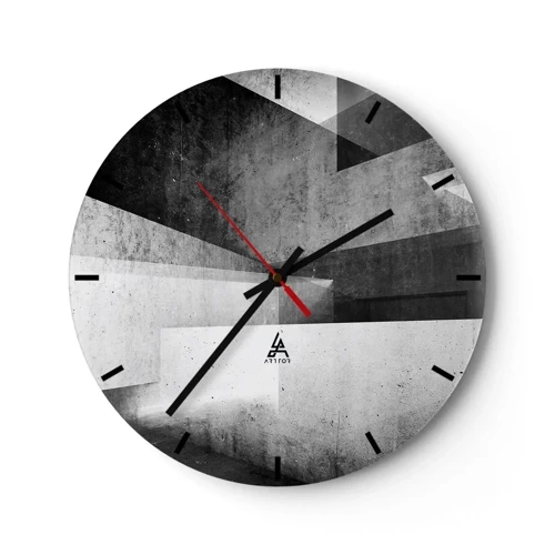 Wanduhr - Glasuhr - Geometrische Struktur in Grautönen - 30x30cm - Die Raumstruktur - Moderne Wanddekoration für Wohnzimmer, Küche und Schlafzimmer ARTTOR
