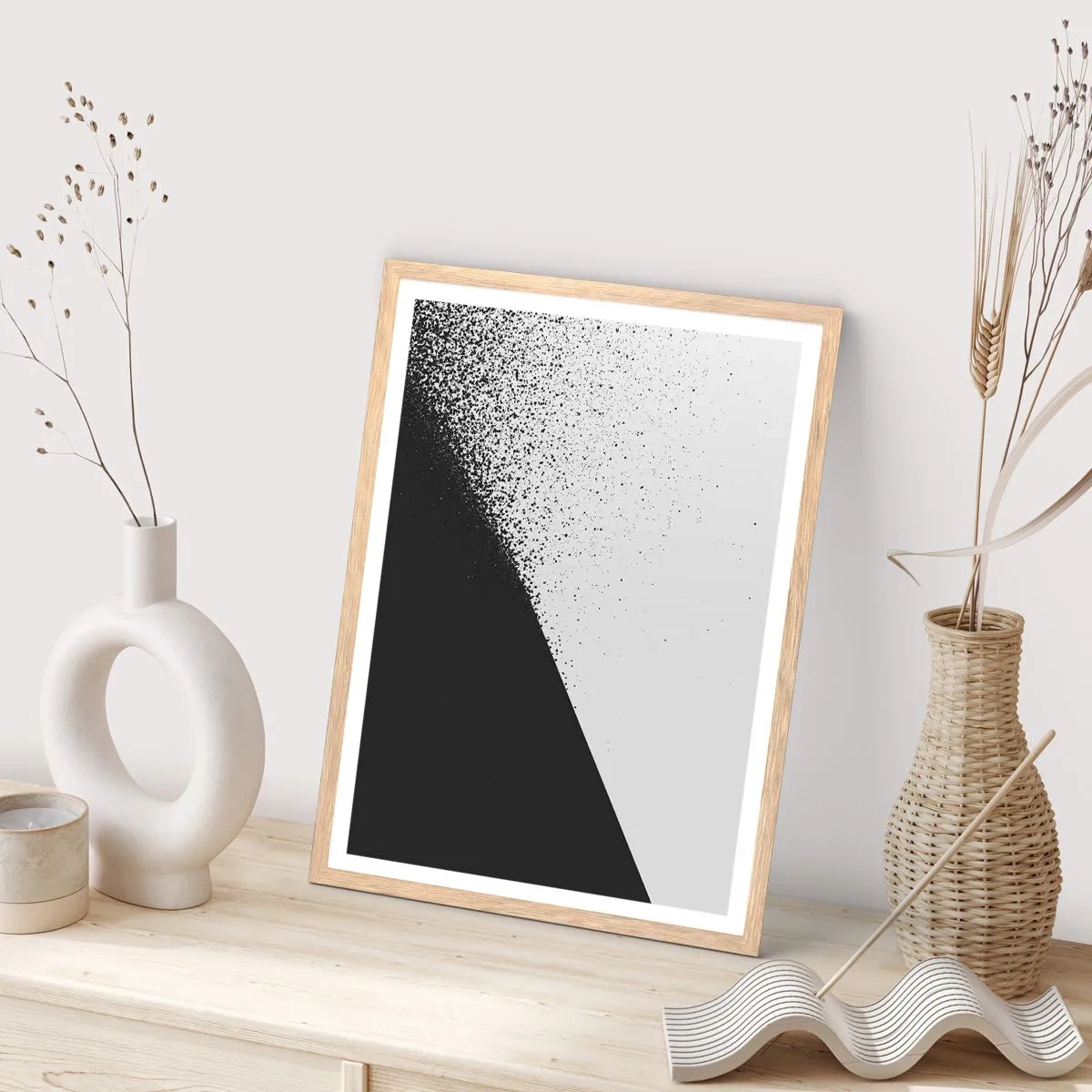 Poster in einem Rahmen aus heller Eiche - Immer schneller, immer mehr - 50x70 cm