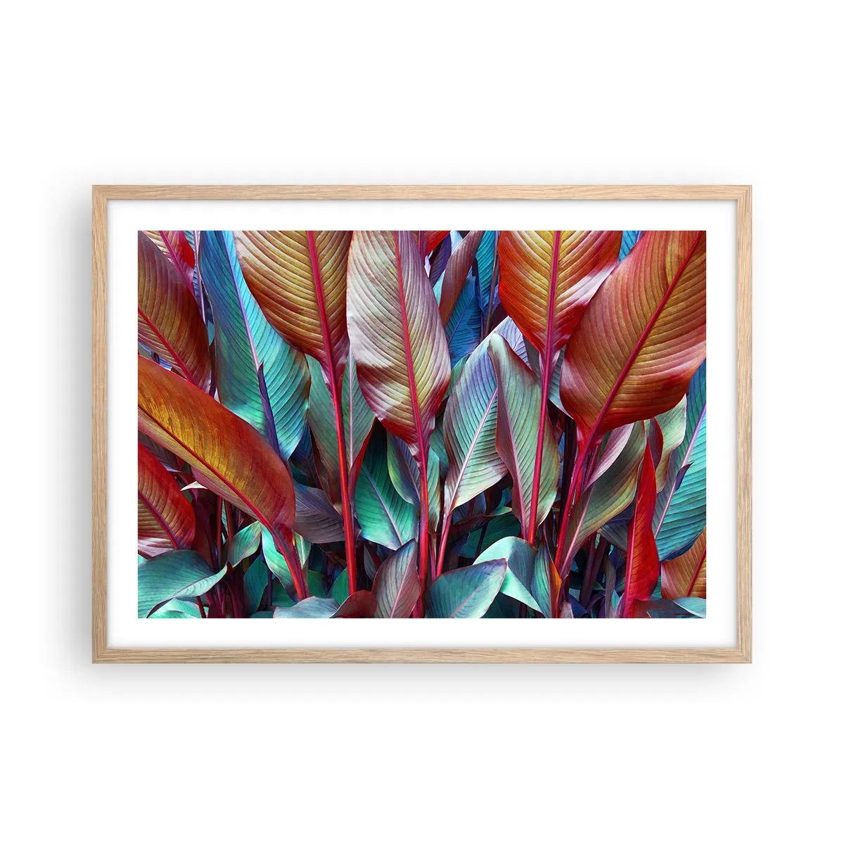 Poster in einem Rahmen aus heller Eiche - Buntes Dickicht - 70x50 cm