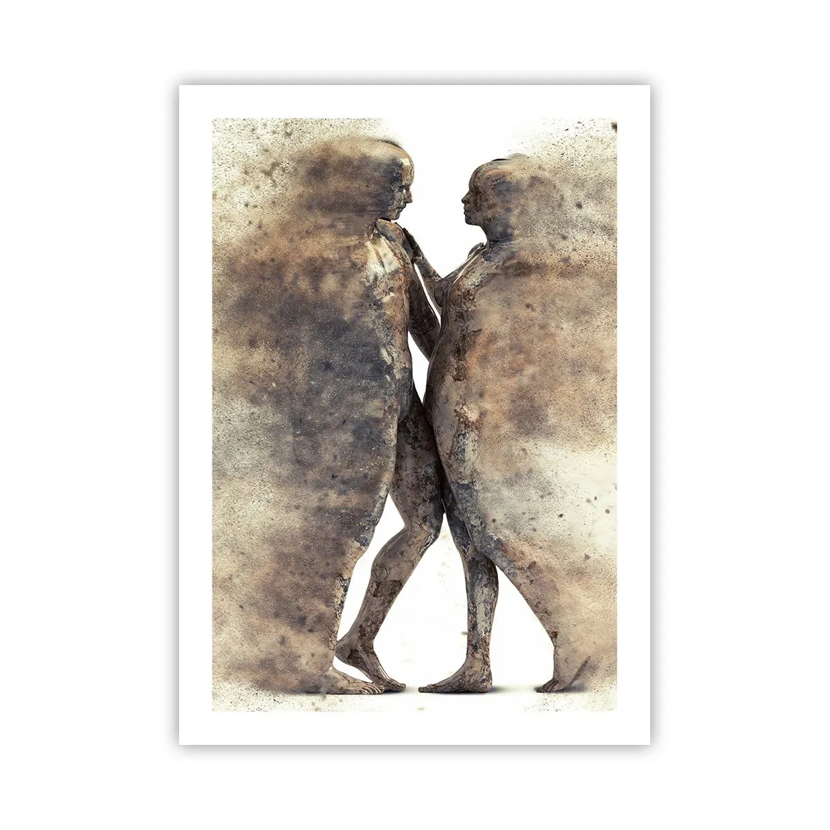 Poster - Figuren im künstlerischen Stil mit natürlichen Farben - 50x70cm - Sie erhoben sich aus dem Staub, um zu lieben - Moderne Wanddekoration für Wohnzimmer und Schlafzimmer ARTTOR