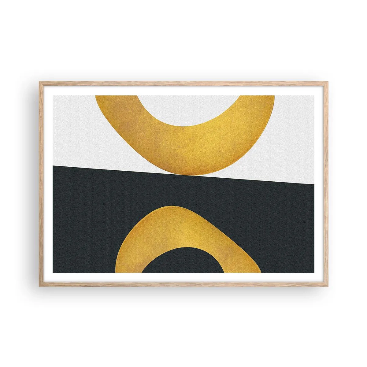 Poster in einem Rahmen aus heller Eiche - Erstens: Gold - 100x70 cm