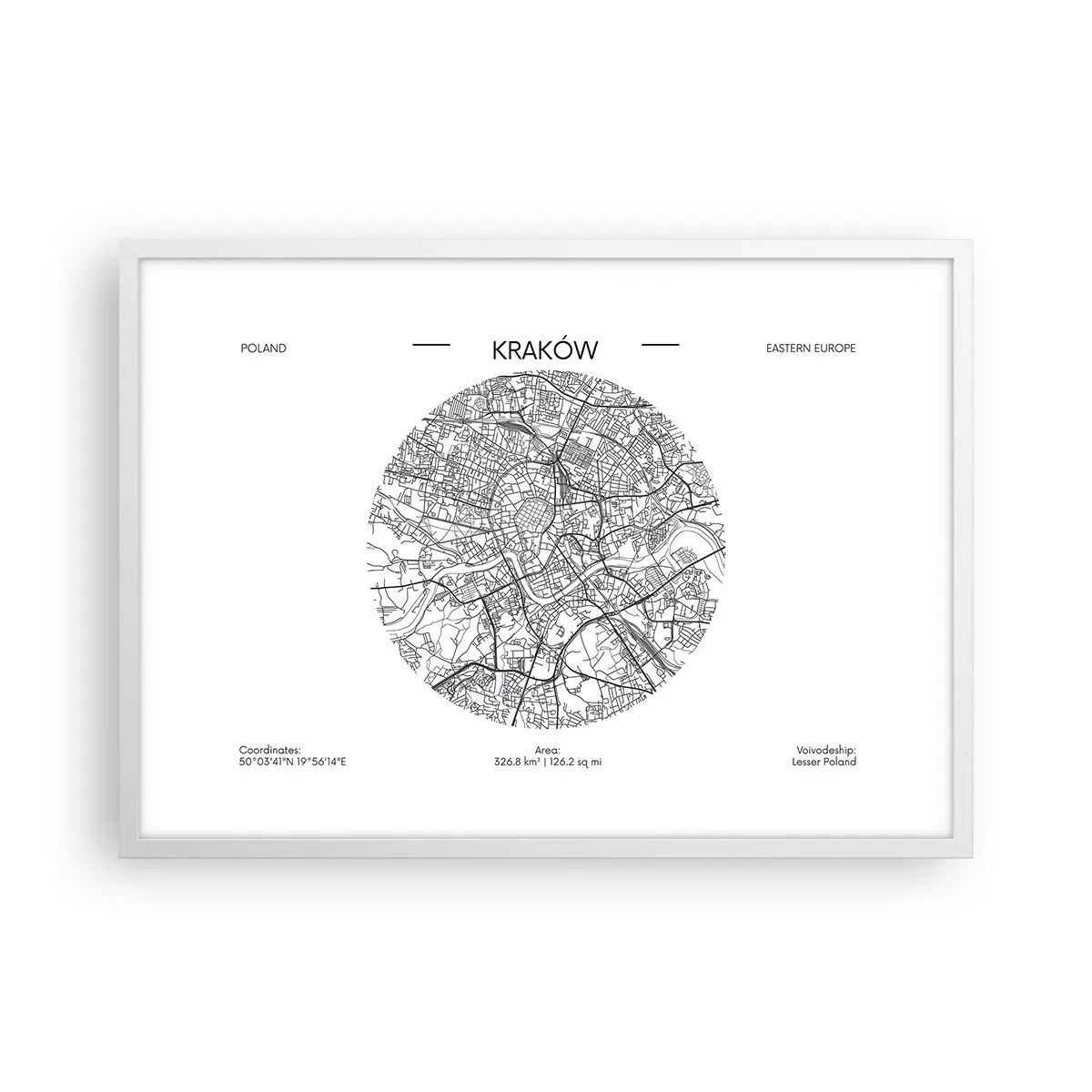 Poster in einem weißen Rahmen - Anatomie von Krakau - 70x50 cm