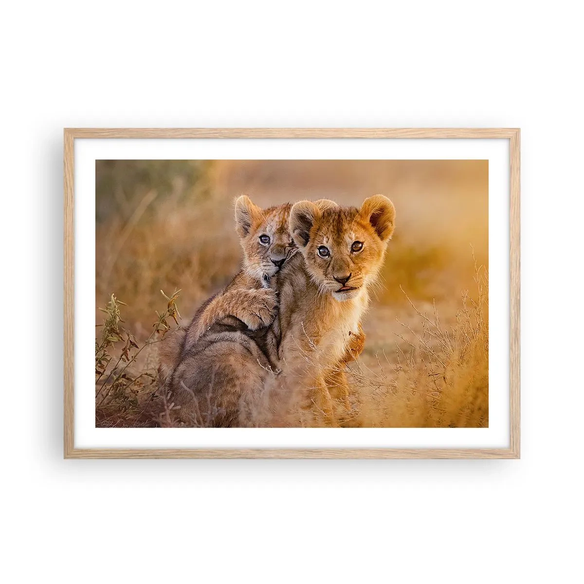 Poster in einem Rahmen aus heller Eiche - Bitte nicht stören! Wir haben Spaß - 70x50 cm