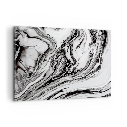 Bild auf Leinwand - Leinwandbild - Abstraktes Marmormuster in Schwarz und Weiß - 120x80cm - Am Anfang war Chaos - Moderne Wanddekoration für Wohnzimmer und Schlafzimmer ARTTOR