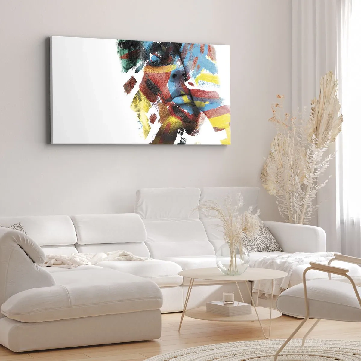 Bild auf Leinwand - Leinwandbild - Abstraktes Porträt in lebendigen Farben - 160x50cm - Eine bunte Persönlichkeit - Moderne Wanddekoration für Wohnzimmer und Schlafzimmer ARTTOR