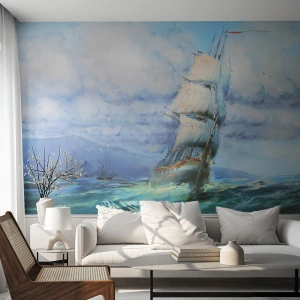 Fototapete Premium Canvas - Guter Wind - Segelschiff, Meer, Segeln - 150x105 cm