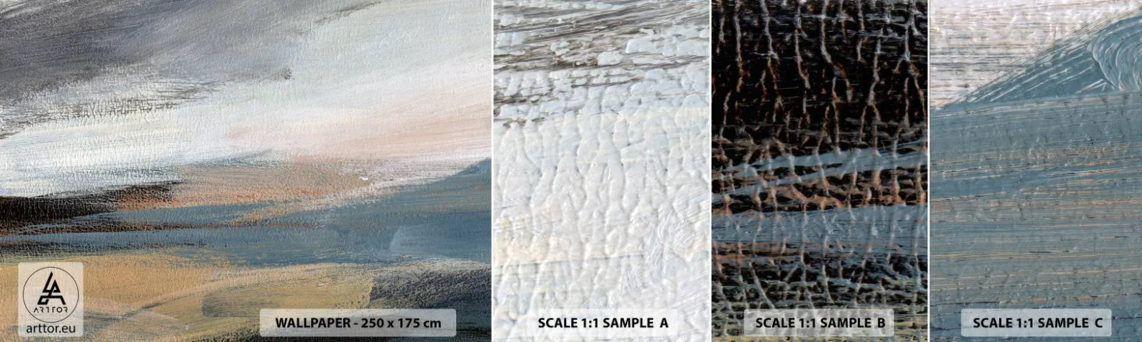 Fototapeten Muster Selbstklebend Deluxe Sticker - Abstraktion: nördliche Landschaft - Stück, Abstraktion, Minimalismus - 100x30 cm