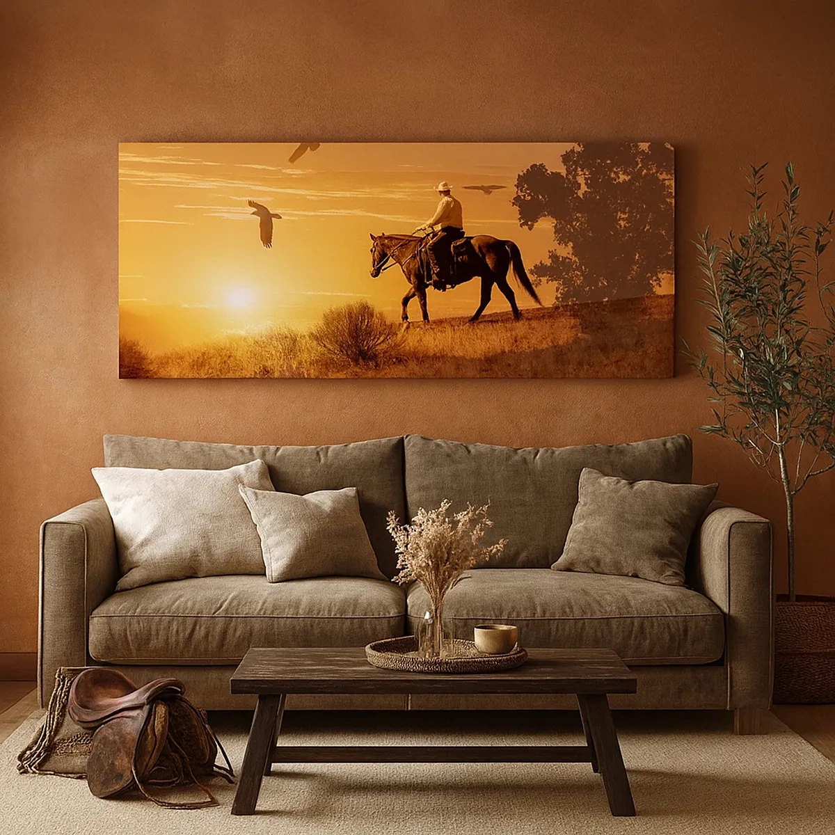 Bild auf Leinwand - Leinwandbild - Allein durch die Prärie - 30x30 cm