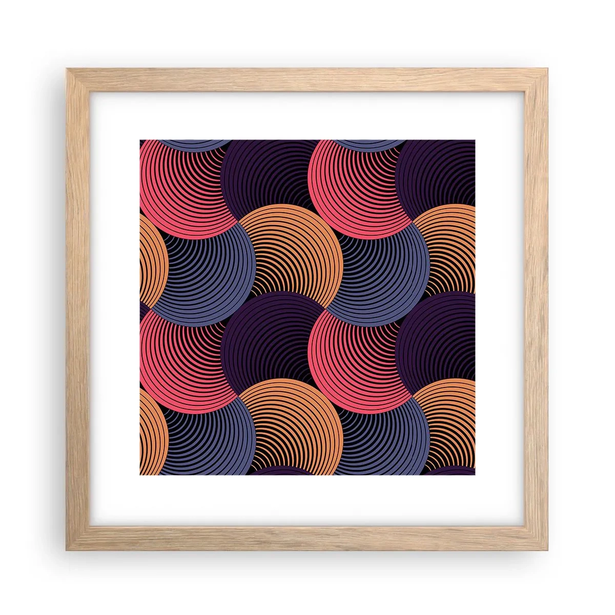Poster in einem Rahmen aus heller Eiche - Im kreisenden Rhythmus - 30x30 cm