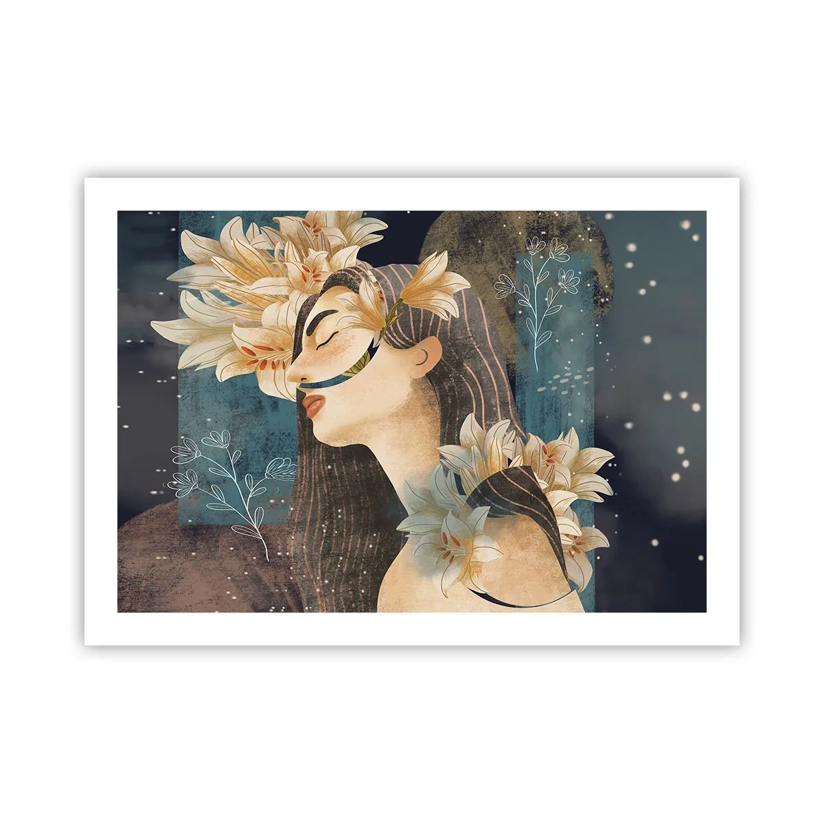 Poster - Ein Märchen über eine Prinzessin mit Lilien - 70x50 cm