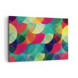 Bild auf Leinwand - Leinwandbild - Bunte geometrische Muster aus Kreisen und Halbkreisen - 120x80cm - Aufstieg zum Regenbogen - Moderne Wanddekoration für Wohnzimmer und Schlafzimmer ARTTOR