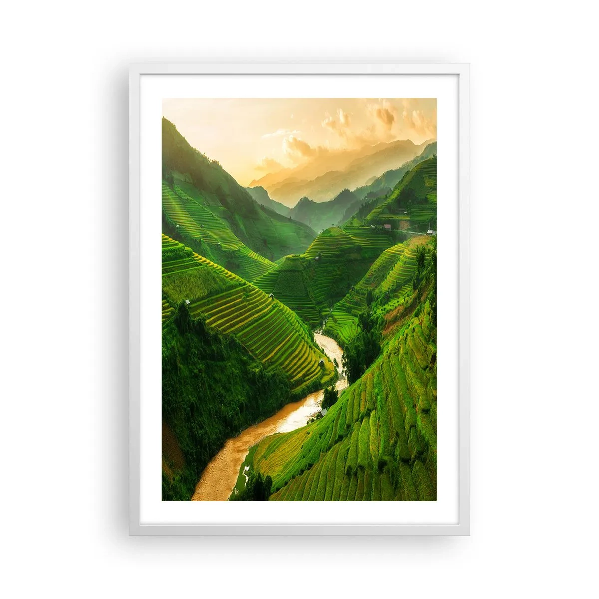 Poster in einem weißen Rahmen - Vietnamesisches Tal - 50x70 cm