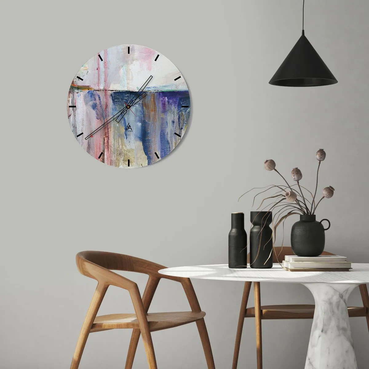 Wanduhr - Glasuhr - Bunte Eindrücke und Assoziationen - 30x30 cm