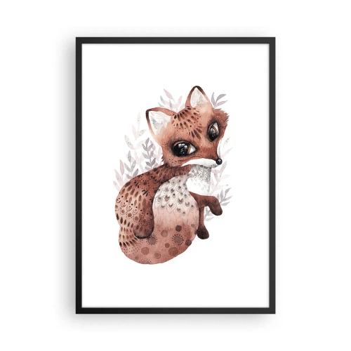 Poster in einem schwarzem Rahmen - Ein süßer Aquarellfuchs auf weißem Hintergrund - 50x70cm - Einfach lieben - Moderne Wanddekoration für Wohnzimmer und Schlafzimmer ARTTOR
