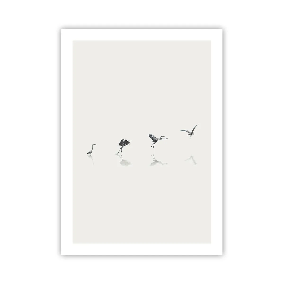 Poster - Eine minimalistische Komposition von Vögeln am Wasser - 50x70cm - Vier einfache Schritte - Moderne Wanddekoration für Wohnzimmer und Schlafzimmer ARTTOR