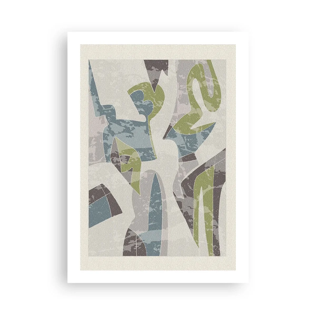 Poster - Abstrakte Figuren in Grün- und Blautönen - 50x70cm - Komposition hinter dem Glas - Moderne Wanddekoration für Wohnzimmer und Schlafzimmer ARTTOR