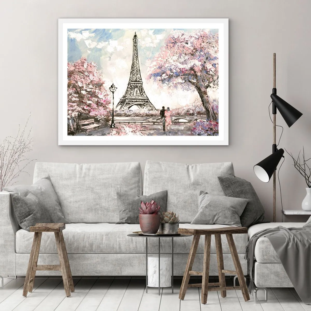 Poster in einem weißen Rahmen - Aprilspaziergang durch Paris - 40x30 cm