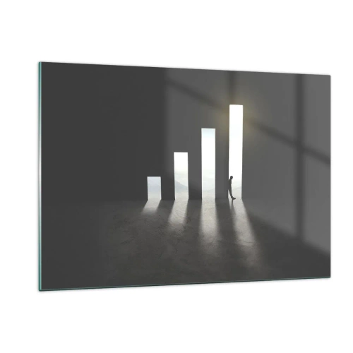 Glasbild - Bild auf glas - Der Mensch im Licht des Wachstums symbolisiert Entwicklung - 120x80cm - Erfolg –